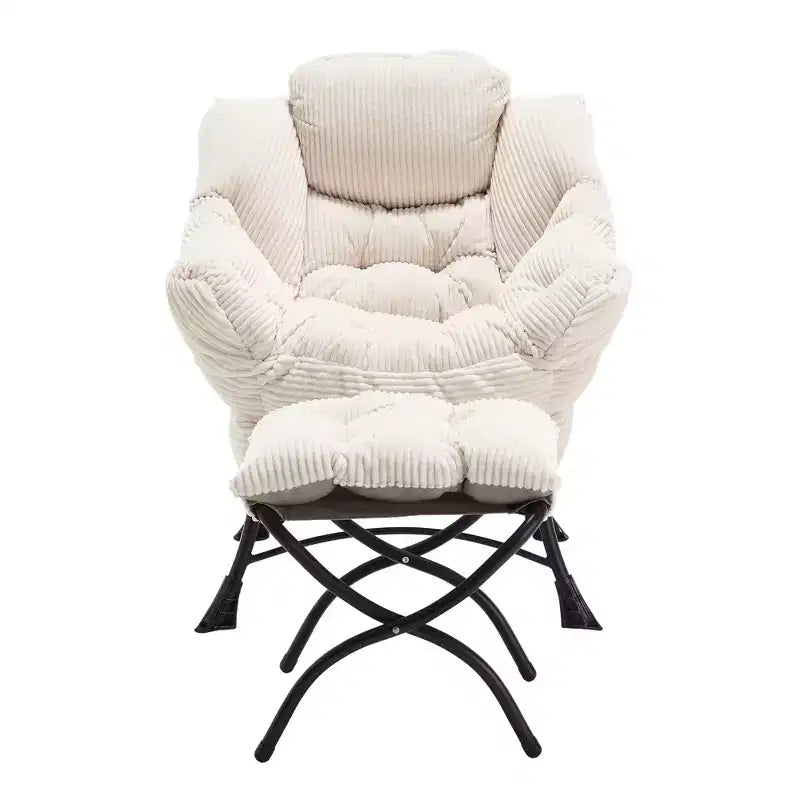 Homy Casa Modern Lounge Accent Chair with Ottoman and Side Pocket, Upholstered Reading Chair with Armrests for Living Room, Bedroom or Game Room