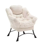 Homy Casa Modern Lounge Accent Chair with Ottoman and Side Pocket, Upholstered Reading Chair with Armrests for Living Room, Bedroom or Game Room
