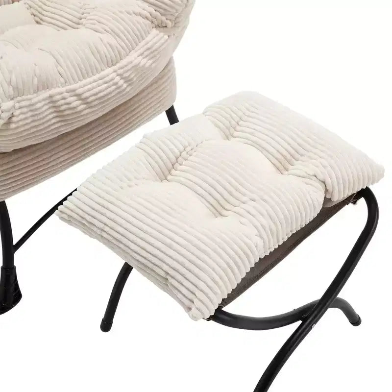 Homy Casa Modern Lounge Accent Chair with Ottoman and Side Pocket, Upholstered Reading Chair with Armrests for Living Room, Bedroom or Game Room