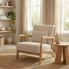 Homy Casa Marlow Wooden Accent Chair with Solid Wood Frame, Mid-Century Style