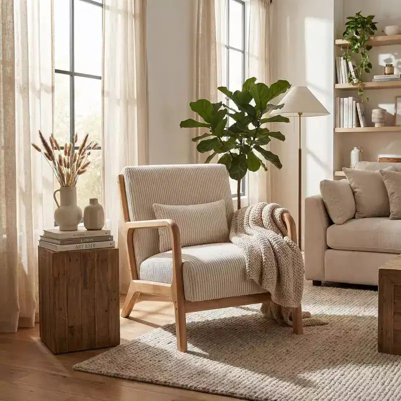Homy Casa Marlow Wooden Accent Chair with Solid Wood Frame, Mid-Century Style