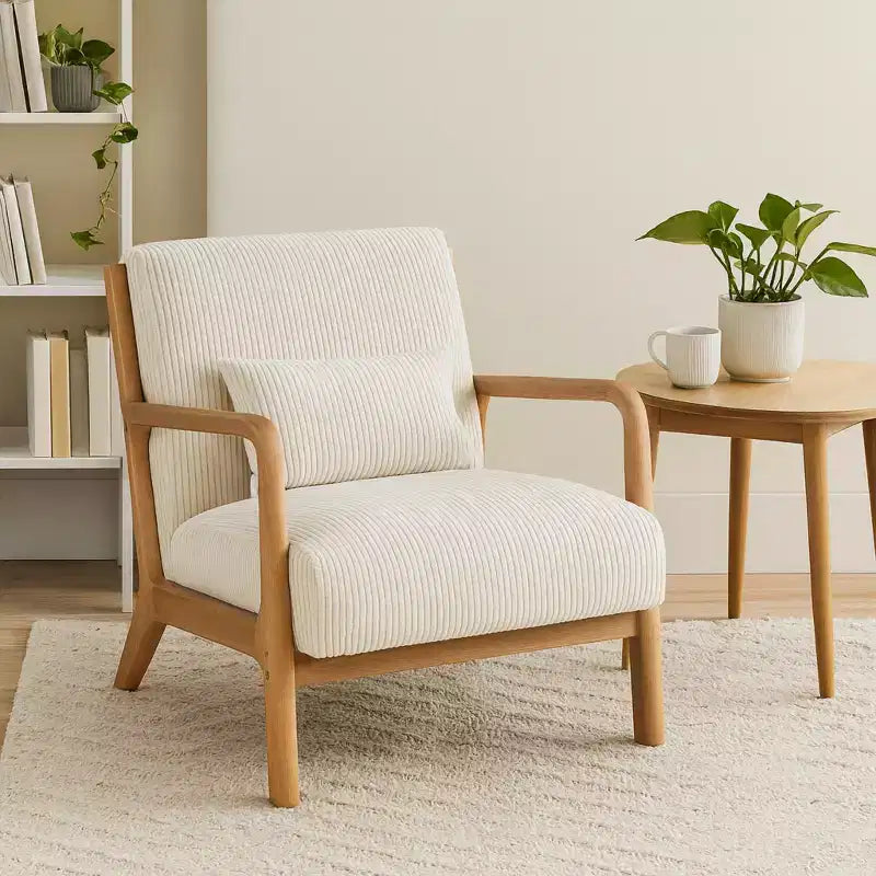 Homy Casa Marlow Wooden Accent Chair with Solid Wood Frame, Mid-Century Style