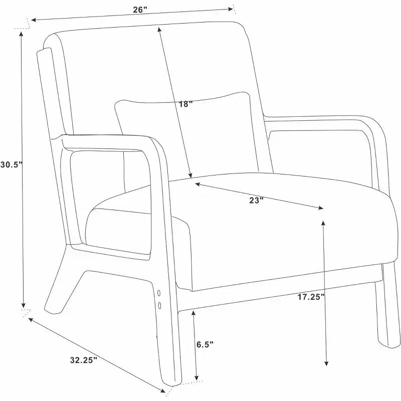 Homy Casa Marlow Wooden Accent Chair with Solid Wood Frame, Mid-Century Style