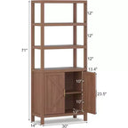 Estantería para libros, estantería de madera de 5 niveles con puertas de armario, estantería con estantes ajustables, almacenamiento de libros para biblioteca estilo granja