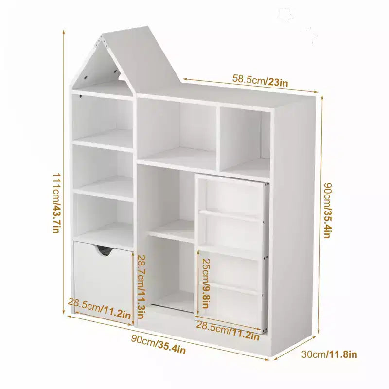 Estantería para libros, estantería de madera de 5 niveles con puertas de armario, estantería con estantes ajustables, almacenamiento de libros para biblioteca estilo granja