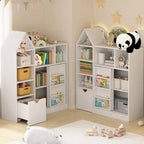 Estantería para libros, estantería de madera de 5 niveles con puertas de armario, estantería con estantes ajustables, almacenamiento de libros para biblioteca estilo granja