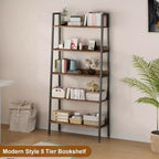 Estantería para libros, estantería de madera de 5 niveles con puertas de armario, estantería con estantes ajustables, almacenamiento de libros para biblioteca estilo granja