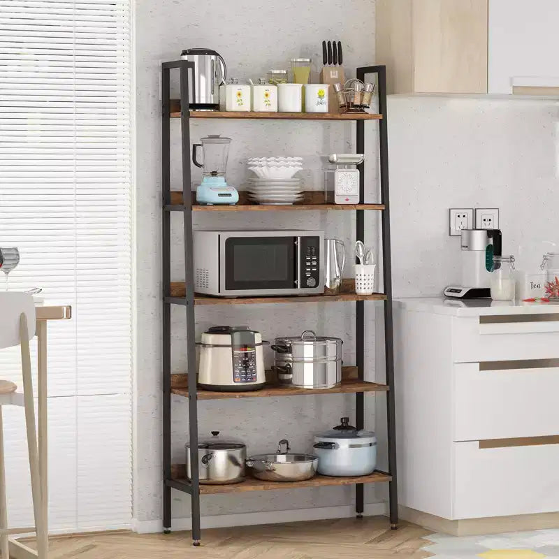 Estantería para libros, estantería de madera de 5 niveles con puertas de armario, estantería con estantes ajustables, almacenamiento de libros para biblioteca estilo granja
