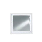 HomeStock White Mirror with Faux Marble Border and LED Lighting  Luxurious Bedroom Accent Piece