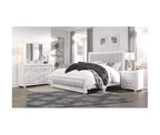 HomeStock White Mirror with Faux Marble Border and LED Lighting  Luxurious Bedroom Accent Piece