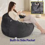 Puff de 3 pies, puf redondo de espuma para adultos para todas las edades, funda de terciopelo extraíble de Sweet Home Collection