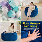 Puff de 3 pies, puf redondo de espuma para adultos para todas las edades, funda de terciopelo extraíble de Sweet Home Collection