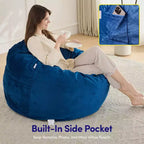 Puff de 3 pies, puf redondo de espuma para adultos para todas las edades, funda de terciopelo extraíble de Sweet Home Collection