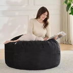 3FT Bean Bag Chair, Adults Foam Round Big Sofa Bean Bag for All Ages, Removable Velvet Cover by Sweet Home Collection