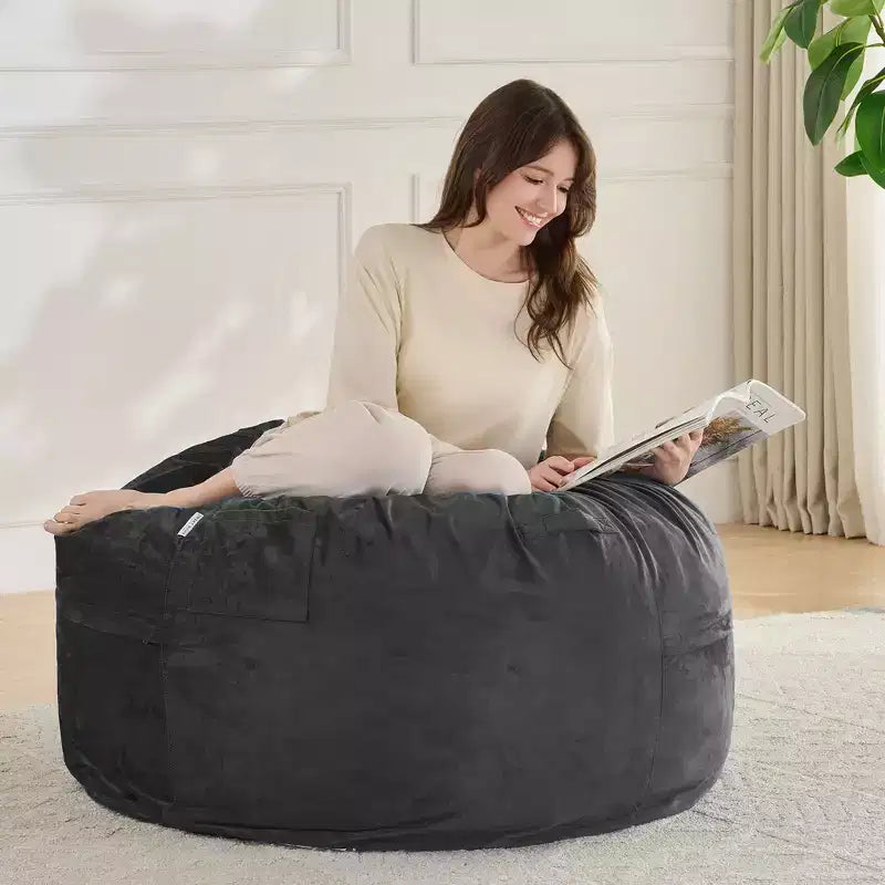 Puff de 3 pies, puf redondo de espuma para adultos para todas las edades, funda de terciopelo extraíble de Sweet Home Collection