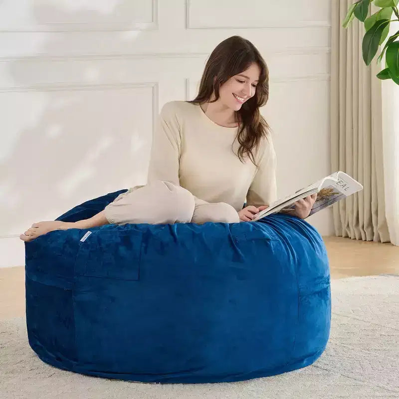 Puff de 3 pies, puf redondo de espuma para adultos para todas las edades, funda de terciopelo extraíble de Sweet Home Collection