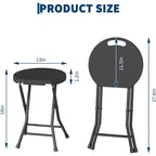 Taburete Plegable de 18 Pulgadas con Asa, Taburete Redondo Plegable Portátil de Alta Resistencia, Patas Antideslizantes, Capacidad de 272 kg, para Dormitorio, Cocina