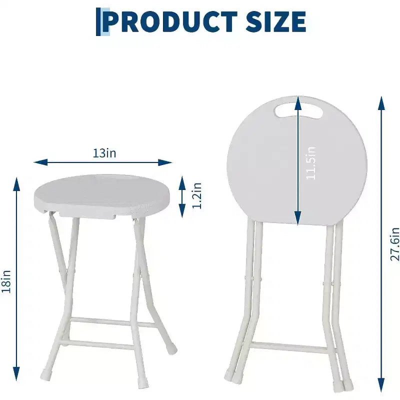 Taburete Plegable de 18 Pulgadas con Asa, Taburete Redondo Plegable Portátil de Alta Resistencia, Patas Antideslizantes, Capacidad de 272 kg, para Dormitorio, Cocina