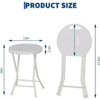Taburete Plegable de 18 Pulgadas con Asa, Taburete Redondo Plegable Portátil de Alta Resistencia, Patas Antideslizantes, Capacidad de 272 kg, para Dormitorio, Cocina
