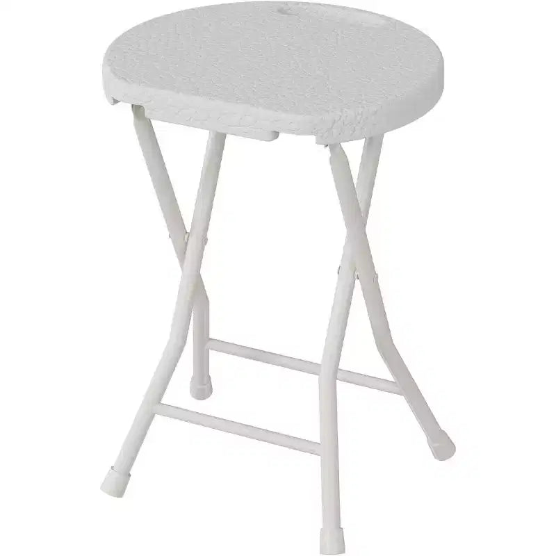 Taburete Plegable de 18 Pulgadas con Asa, Taburete Redondo Plegable Portátil de Alta Resistencia, Patas Antideslizantes, Capacidad de 272 kg, para Dormitorio, Cocina