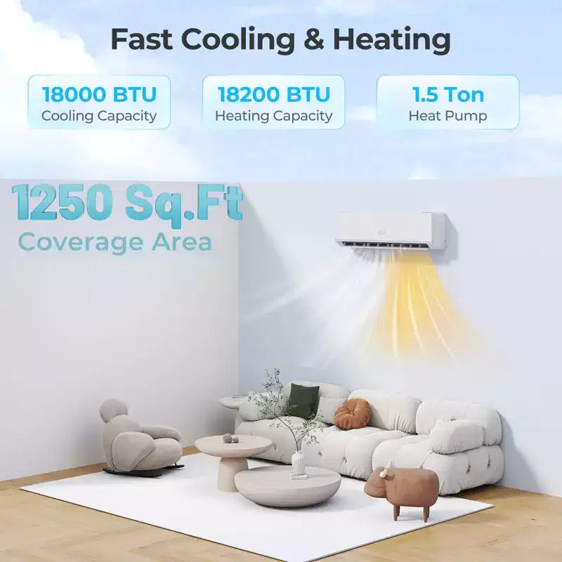 Costway 24000 BTU Mini Split Air Conditioner Heater with 2 Ton Heat Pump Installation Kit