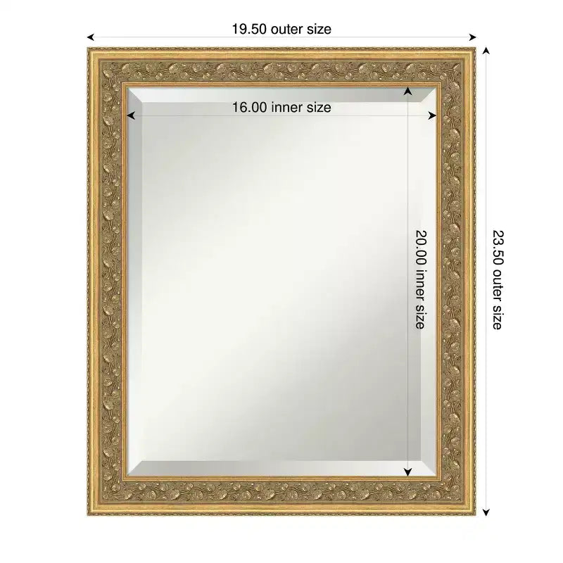 Espejo de pared Amanti Art Carter con marco de madera biselado en oro oscuro para baño