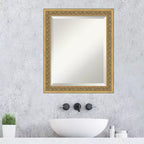 Espejo de pared Amanti Art Carter con marco de madera biselado en oro oscuro para baño