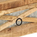 Mesa de centro vidaXL de madera maciza de mango con patas de acero - Estilo rústico e industrial, rectangular con cajones de almacenamiento, marrón natural