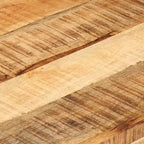 Mesa de centro vidaXL de madera maciza de mango con patas de acero - Estilo rústico e industrial, rectangular con cajones de almacenamiento, marrón natural