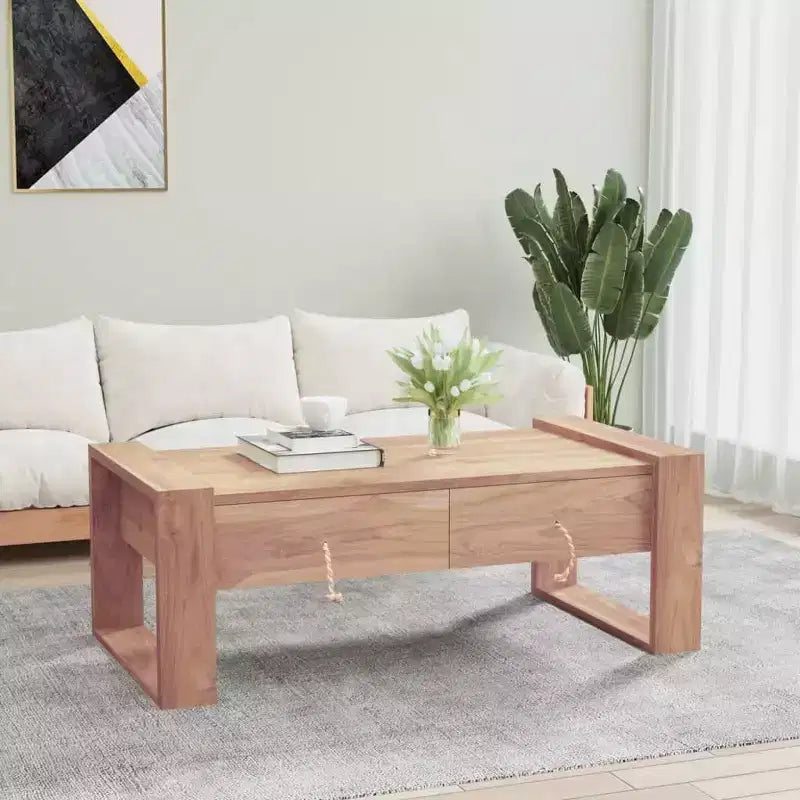 vidaXL Mesa de centro Teca Madera de teca maciza 110 x 60 x 40 cm