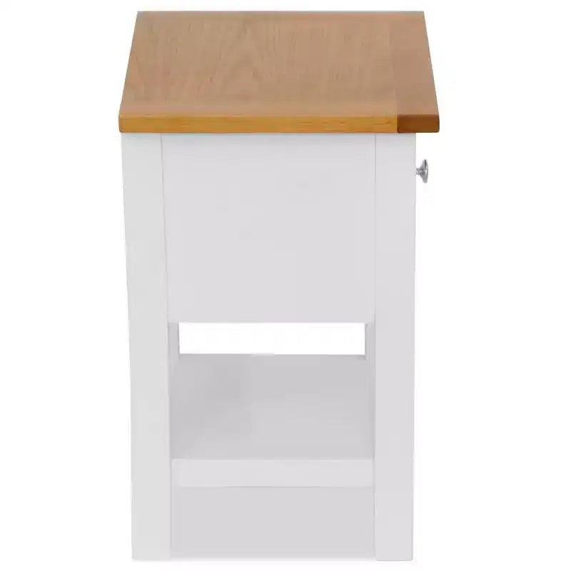 vidaXL Mesitas de noche de 2 piezas, 36x30x47 cm, tapa de madera de roble maciza y marco de madera de pino, madera oscura y blanco, diseño que ahorra espacio, totalmente montadas