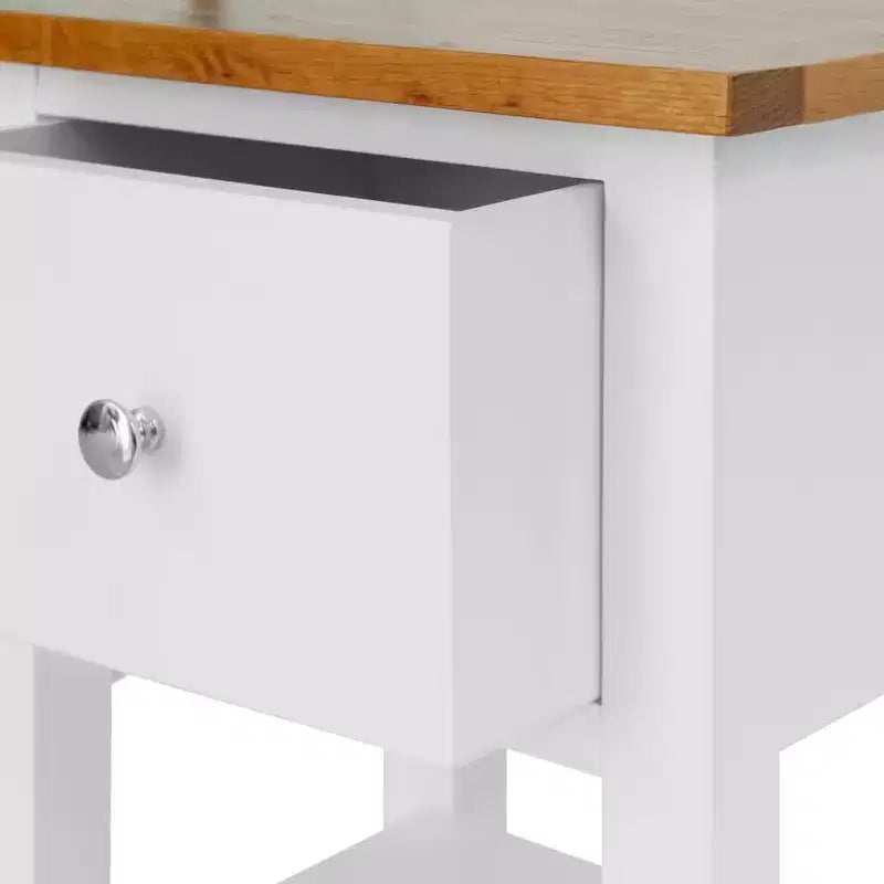 vidaXL Mesitas de noche de 2 piezas, 36x30x47 cm, tapa de madera de roble maciza y marco de madera de pino, madera oscura y blanco, diseño que ahorra espacio, totalmente montadas