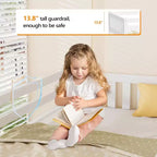 Cama alta doble JOYMOR, cama alta baja para niños pequeños, habitación pequeña/dormitorio con techo bajo con barandilla y escalera, blanca