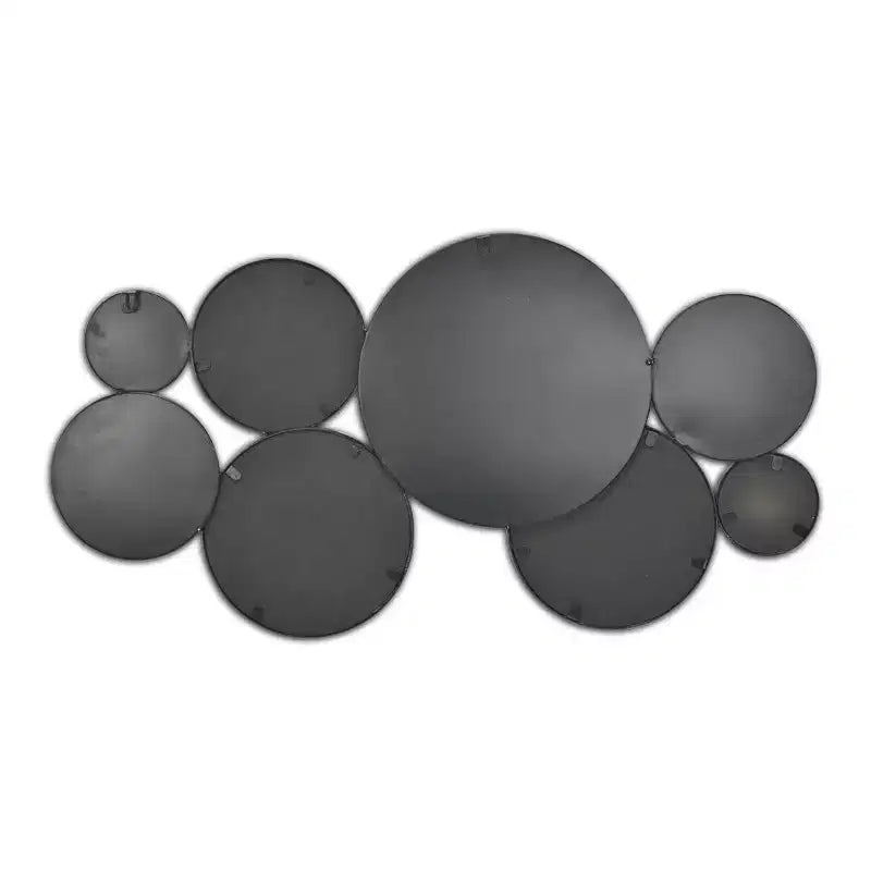 HomeRoots Juego de ocho espejos decorativos redondos negros de metal, cojuntos