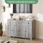 Mueble de almacenaje, aparador con 3 cajones y 4 puertas, 140 cm con estantes ajustables para comedor, salón o entrada