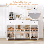 Mueble de almacenaje, aparador con 3 cajones y 4 puertas, 140 cm con estantes ajustables para comedor, salón o entrada