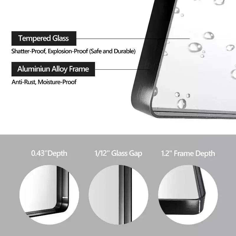 Okak Minimalism Rectangle Bathroom Mirror, Vanity Mirror with Aluminum Alloy Frame, Wall Mirror for Bathroom, Living Room