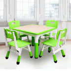Mesa y 4 Sillas Modernas para Niños, Mesa para Niños Pequeños Ajustable en Altura 23 y 4 Sillas con Patas Antideslizantes y Escritorio con Graffiti Organizador