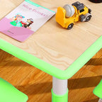 Mesa y 4 Sillas Modernas para Niños, Mesa para Niños Pequeños Ajustable en Altura 23 y 4 Sillas con Patas Antideslizantes y Escritorio con Graffiti Organizador