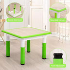 Mesa y 4 Sillas Modernas para Niños, Mesa para Niños Pequeños Ajustable en Altura 23 y 4 Sillas con Patas Antideslizantes y Escritorio con Graffiti Organizador