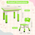 Mesa y 4 Sillas Modernas para Niños, Mesa para Niños Pequeños Ajustable en Altura 23 y 4 Sillas con Patas Antideslizantes y Escritorio con Graffiti Organizador
