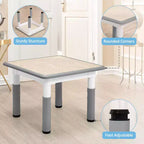 Mesa y 4 Sillas Modernas para Niños, Mesa para Niños Pequeños Ajustable en Altura 23 y 4 Sillas con Patas Antideslizantes y Escritorio con Graffiti Organizador