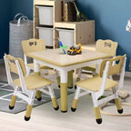 Mesa y 4 Sillas Modernas para Niños, Mesa para Niños Pequeños Ajustable en Altura 23 y 4 Sillas con Patas Antideslizantes y Escritorio con Graffiti Organizador