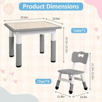 Mesa y 4 Sillas Modernas para Niños, Mesa para Niños Pequeños Ajustable en Altura 23 y 4 Sillas con Patas Antideslizantes y Escritorio con Graffiti Organizador