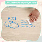 Mesa y 4 Sillas Modernas para Niños, Mesa para Niños Pequeños Ajustable en Altura 23 y 4 Sillas con Patas Antideslizantes y Escritorio con Graffiti Organizador
