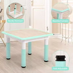 Mesa y 4 Sillas Modernas para Niños, Mesa para Niños Pequeños Ajustable en Altura 23 y 4 Sillas con Patas Antideslizantes y Escritorio con Graffiti Organizador