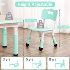 Mesa y 4 Sillas Modernas para Niños, Mesa para Niños Pequeños Ajustable en Altura 23 y 4 Sillas con Patas Antideslizantes y Escritorio con Graffiti Organizador