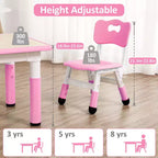 Mesa y 4 Sillas Modernas para Niños, Mesa para Niños Pequeños Ajustable en Altura 23 y 4 Sillas con Patas Antideslizantes y Escritorio con Graffiti Organizador