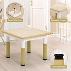 Mesa y 4 Sillas Modernas para Niños, Mesa para Niños Pequeños Ajustable en Altura 23 y 4 Sillas con Patas Antideslizantes y Escritorio con Graffiti Organizador