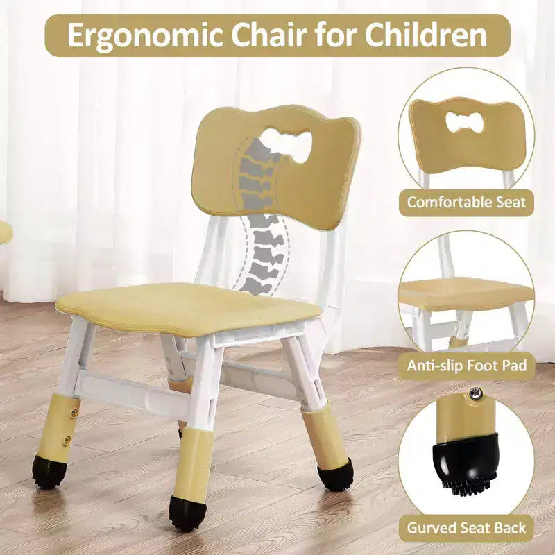 Mesa y 4 Sillas Modernas para Niños, Mesa para Niños Pequeños Ajustable en Altura 23 y 4 Sillas con Patas Antideslizantes y Escritorio con Graffiti Organizador